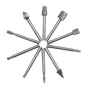 10pcs HSS Routing Router Bits Burr Rotary Tools Rotary Carving Carved Knife Cutter Tool Engraving Wood Working Used for Dremel