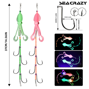 Equipo <span class=keywords><strong>de</strong></span> Pesca Luminoso OEM S-027B con Señuelos <span class=keywords><strong>de</strong></span> Calamar que Brillan en la Oscuridad, Cuentas Luminosas e Iluminación LED Integrada - Product Image 3