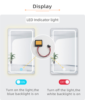 Miroir de salle de bain intelligent pas cher avec éclairage LED, 12V 24V 60W, interrupteur tactile capacitif tricolore marche/arrêt, variateur de lumière tactile à capteur