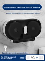 Distributeur mural de papier toilette double rouleau avec plateau ovale, sans perçage, en plastique, pour toilettes commerciales