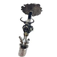Chicha décorative en métal en forme de tête de taureau, sculpture avec base sculptée et base transparente, pour présentation sur bureau