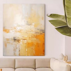 Hand Painted Oil Canvas Abstract Art Warm Colors Rectangle Minimalist Wall Decor for Living Room Bedroom Entryway - Product Image 4
