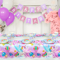 Ensemble de vaisselle jetable licorne arc-en-ciel pour enfants, décoration de fête d'anniversaire sur le thème de la licorne, cadeaux, assiettes en papier, gobelets, fournitures