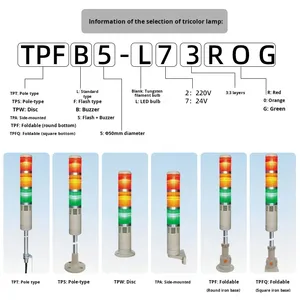 เครื่องตั้งสัญญาณเตือนไฟ LED สามสีแบบพับได้ TPFB5-L73ROG เครื่องตั้งสัญญาณ24V 220V - Product Image 2
