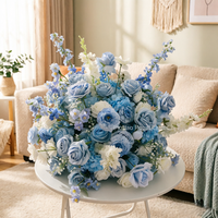 Boule de fleurs artificielles en soie bleue en gros pour centre de table et décoration de fond d'anniversaire de fille