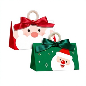 Red Green Christmas Paper <b>Gift</b> Bag with Satin Ribbon Bow Ring Handle Foldable <b>Empty</b> Mystery Blind <b>Box</b> <b>for</b> Small Beauty <b>Gift</b> - Product Image 1
