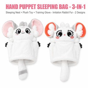 Sac de couchage suspendu en fausse fourrure de lapin, type marionnette à main, et nid-caverne en peluche pour petaugeur, 2-en-1, pochette de réconfort, lit-cage chaud, doux et confortable - Product Image 1
