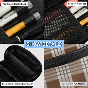 กระเป๋าใส่ดินสอแบบกันน้ำลายตารางสีน้ำตาลแบบใหม่ ดีไซน์สำหรับเด็ก  กระเป๋าเป้สะพายหลังสำหรับเด็ก  อุปกรณ์จัดระเบียบของใช้จำเป็นสำหรับโรงเรียน - Product Image 3