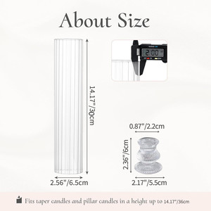 Wholesale Simple Tall Taper Candlestick Cylinder <strong>Windproof</strong> Cover Glass Crystal <strong>Candle</strong> <strong>Holders</strong> for Tapered <strong>Candles</strong> - Product Image 2