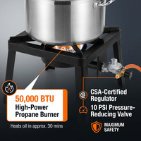Kit de friteuse à propane d'extérieur de 30 Qt avec brûleur de 50 000 BTU, pot en aluminium et régulateur certifié CSA pour dinde de 13 lb