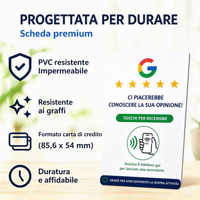Carte NFC Google Review en plastique italien, cartes NFC Google Review avec QR pour les entreprises locales