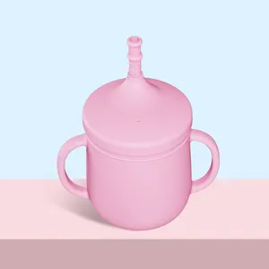 Tasse pour enfants en silicone sans BPA anti-déversement sous vide pour les tout-petits Smoothie tasse à boire pour bébé ensemble d'alimentation pour bébé