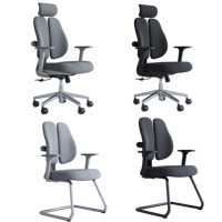 Chaise de bureau moderne noire réglable, directement de l'usine |   Chaise ergonomique en tissu avec accoudoirs 3D, bouton arrière et support lombaire pour bureau à domicile