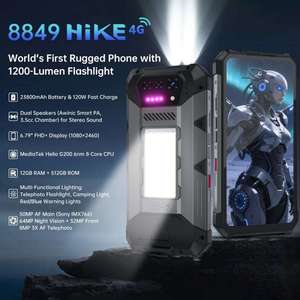 สมาร์ทโฟนเกมมิ่ง 8849 Hike Rugged Octa Core 12+512GB Android 15 แบตเตอรี่ 23800mAh LTE กันน้ำ กล้อง 50MP มองเห็นในที่มืด หน้าจอ LCD 6.79 นิ้ว - Product Image 5