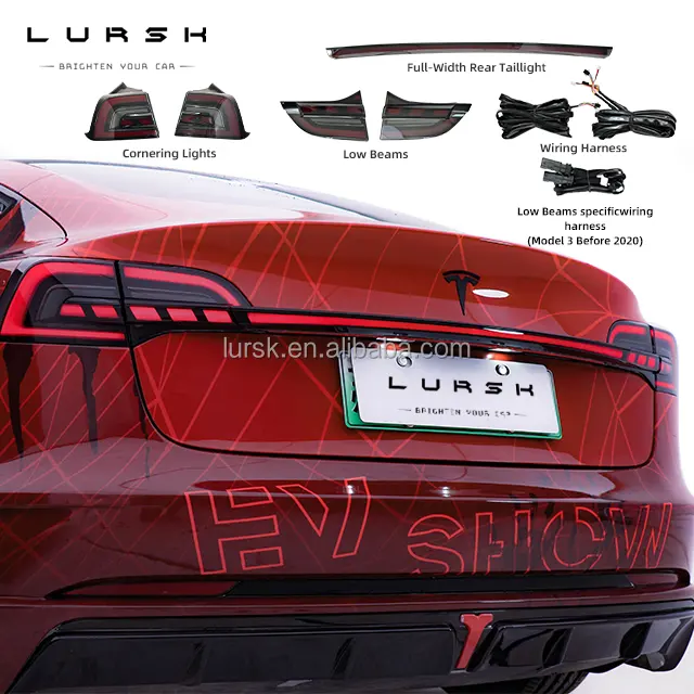 Lursk Chất lượng cao ABS e-mark RGB hoạt hình DRL Sedan Đuôi Đèn LED Đèn đuôi cho Tesla 3/Y