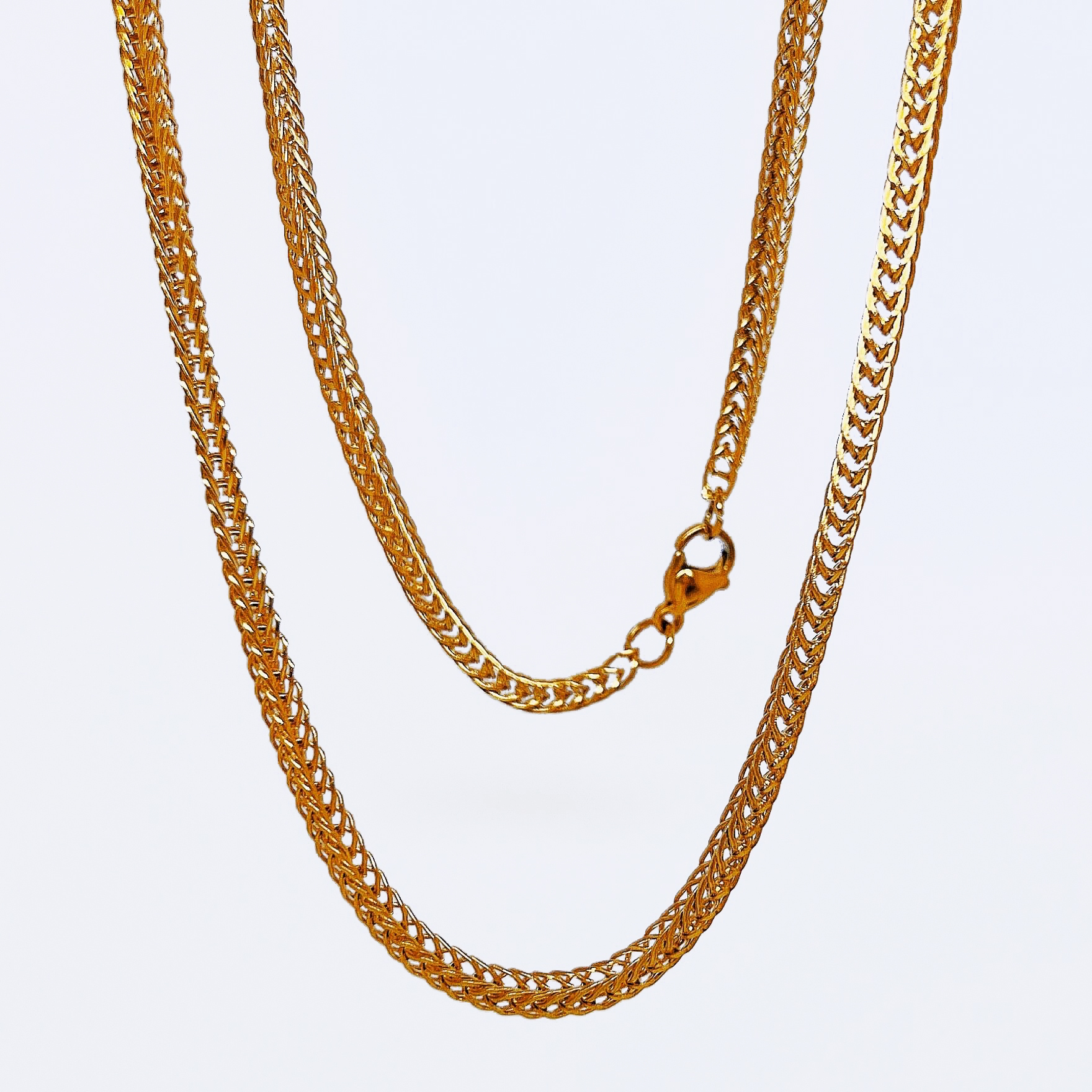 Kritz Paris Collana A Catena Cubana In Acciaio Inox Placcato Oro - Larghezza 3mm, Lunghezze 40-60 Cm, Ipoallergenica