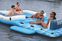 Île flottante gonflable géante pour 6 personnes avec auvent, idéale pour le lac, la piscine ou la rivière (référence 43105)