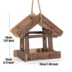 Tempat Makan Burung Kayu Alami Gaya Baru, Dekorasi Taman, Tempat Makan Burung Gantung Gaya Retro, Tempat Makan Burung Liar - Product Image 6