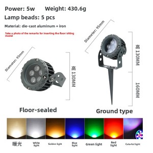 Ngoài trời cảnh quan IP65 không thấm nước RGB LED full-Power nhôm bánh xe chiếu đèn điều khiển từ xa Dimmable Mặt Đất-chèn - Product Image 6