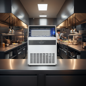 Fabbricatore di Ghiaccio Commerciale 300 libbre/24H, Capacità di Stoccaggio 88 libbre, Display LED, Autoportante, in Acciaio Inossidabile, Rettangolare - Product Image 2