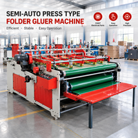 Mesin Pembuat Kotak Kardus Semi-Otomatis BZX Glue Saving Stainless Steel Unit Shipping Box Pressing Carton Box Making SemiAuto Folder Gluer Machine Glue Saving Box Gluer