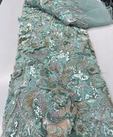 Vente directe usine – Dentelle française pour femme de cinq yards avec sequins, dentelle française lourde pour robe de mariée