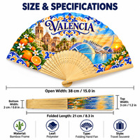 Éventail en bambou personnalisé, souvenir promotionnel, Abanicos De Madera Valencia, bambou polyester, 21 cm, éventail personnalisé, cadeau, éventails