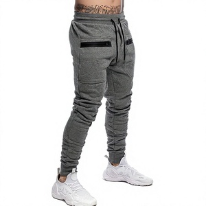 Bangladesh Supplier Men's Gray Skinny Fit Breathable Heavyweight Sweatpants Drawstring Waist Zip Pockets Casual Autumn Wear - Product Image 2