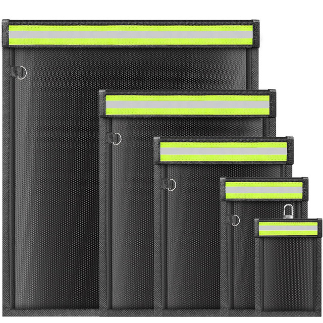 5 Size Cell Phone Signal Blocking Car Key WiFi RFID GPS Signal Blocker Fireproof Faraday Bag with Reflective Strip for Phone