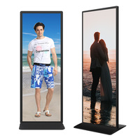 Lantai berdiri tampilan 75 inci Lcd iklan Totem CMS Software kios layar sentuh Digital Signage iklan Internet