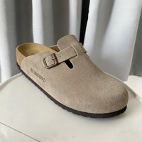 Sabots légers antidérapants en cuir suédé véritable style designer, semelle en liège EVERGREEN, mules personnalisables avec LOGO, prix de gros