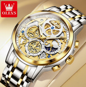 Reloj de Pulsera de Cuarzo de Lujo para Hombre 9947, Correa de Silicona, Esfera de 42 mm, Resistente al Agua, Cronógrafo, Manecillas Luminosas, Fase Lunar - Product Image 5