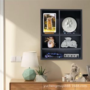 Wooden Pet <b>Photo</b> Frame Brown Rectangle Handmade Multipurpose <b>Storage</b> <b>Box</b> With Collar And Memorial Display - Product Image 2