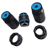 Conector de Cable LAN Ethernet RJ45 IP68 Impermeable y Blindado Cat5 5e 6, Adaptador de Acoplamiento LAN para Exteriores de Doble Cabeza, Cable de Red DC