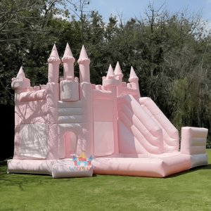 Château gonflable rose facile à installer avec toboggan et piscine à balles, en PVC durable, <span class=keywords><strong>pour</strong></span> mariages, divertissement en plein air, équipement <span class=keywords><strong>de</strong></span> jeu sûr <span class=keywords><strong>pour</strong></span> les enfants - Product Image 2