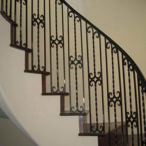 Outdoor Wrought Iron <strong>Hand</strong> <strong>Railings</strong> for Stairs with <strong>Wood</strong> - Product Image 6