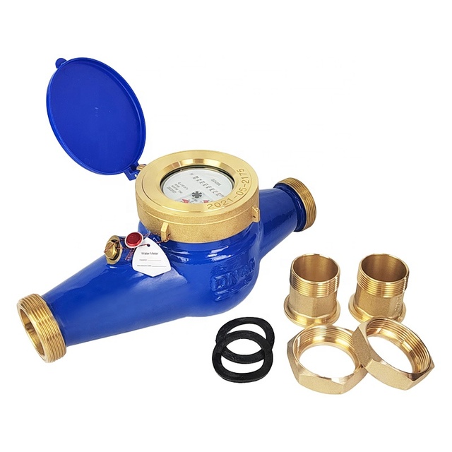 Domestic Analog Water Flow Meter IP68 Dry Dial OEM Dn25 Brass Magnet Drive Vacuum Sealed High Abrasion Proof Reliable
