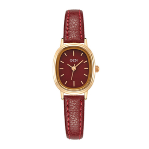 Reloj de Pulsera Elegante Retro para Mujer, Correa de Cuero Ovalada, Diseño Minimalista, Lujoso - Product Image 3