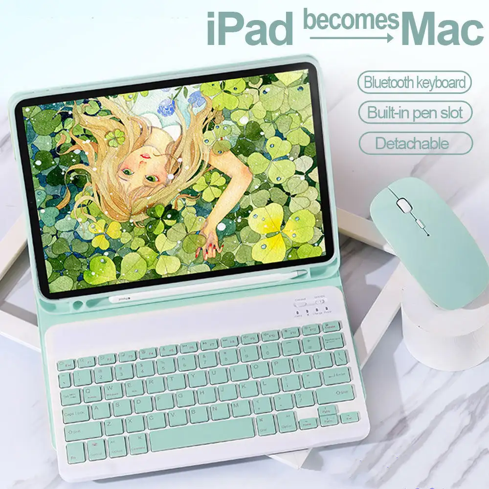 IPad klavye için ipad kılıfı 10/9/8 darbeye PU Tablet kılıfı kalemlik Tablet kapak ipad kılıfı hava/mini 6/5/4