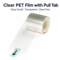 Rouleau de film PET transparent avec languette de déroulement, haute clarté, application facile, sans poussière, protection isolante, personnalisable OEM