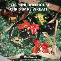 Rumah Boneka 6cm Karangan Bunga Natal Lonceng Mini Lingkaran Miniatur Model Aksesoris Buatan Tangan Tema Kartun Kerajinan Plastik