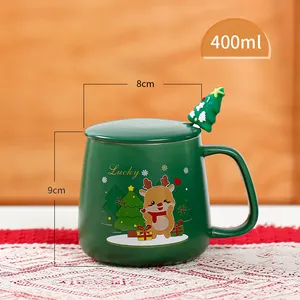 2022 아마존 최고의 판매 크리스마스 테마 선물 상자 머그잔 도자기 컵 도매 세라믹 커피 머그잔 선물