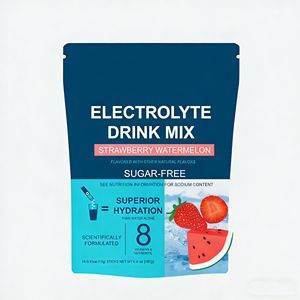 Poudre de boisson électrolytique à la fraise et à la pastèque, marque privée, vente chaude, mélange de boissons avec des oligo-éléments, des vitamines et des herbes pour soutenir l'hydratation - Product Image 1