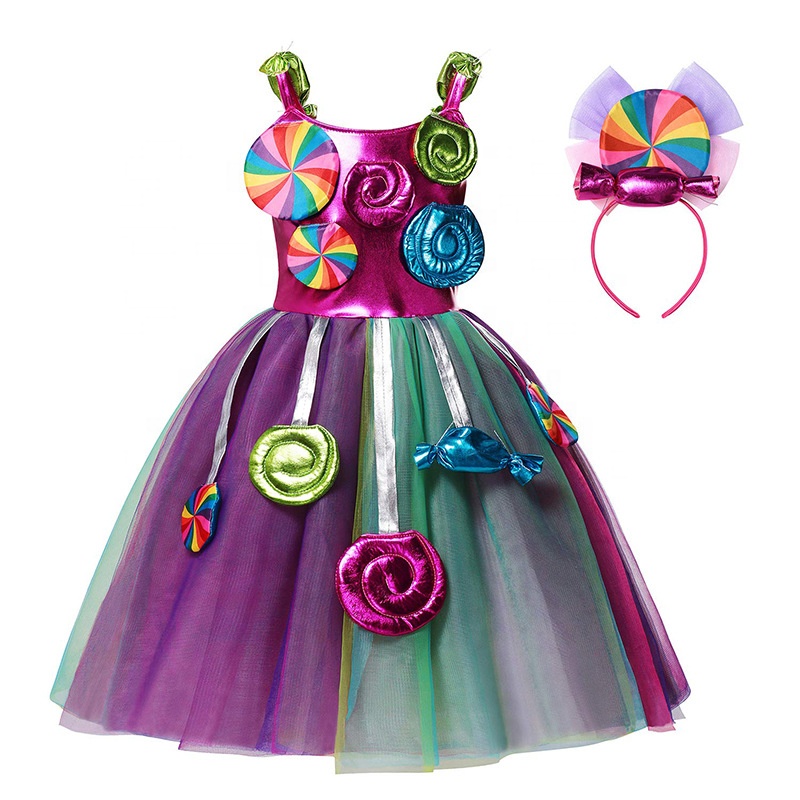 knee length dresses for ladies Girls' Candy Rainbow Lollipop Dress