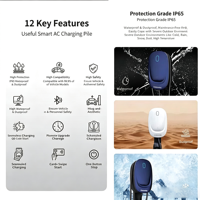 Wattsaving A7 Pro B GBT AC 32A 3.5KW 7KW Chargeur EV mural OEM ODM, certifié CE ROHS, câble GB 5m, WallBox