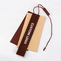 Étiquettes suspendues en papier multicouche avec logo personnalisé, cordon de sécurité, marron/beige, étiquettes de vêtements de luxe pour vêtements - respectueuses de l'environnement