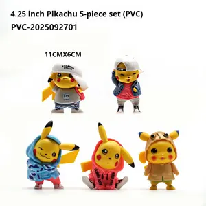 5 Piezas de Muñeco de Pikachu con <span class=keywords><strong>Gorra</strong></span> y Mochila, Figura de Anime, Ratón Eléctrico de Juguete, Estatua - Product Image 6