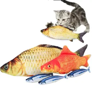 Pet Soft Plush 3D Fish Shape Cat Toy Interactive Gifts Fish Catnip Toys Stuffed Pillow Doll Simulation Fish Playing Toy For Pet