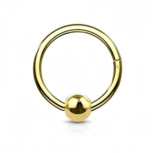 Anneau de nez boule dorée style européen en acier inoxydable, piercing de septum et de lèvre, bijou 16G, design géométrique rond, mode soirée - Product Image 1