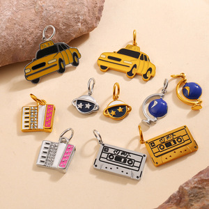 Colgantes de Acero Inoxidable con Diseño de Planeta Sonriente de Dibujos Animados al por Mayor, Dijes Minimalistas Bonitos, Accesorios Hechos a Mano para Pulseras y Collares de Mujer - Product Image 5